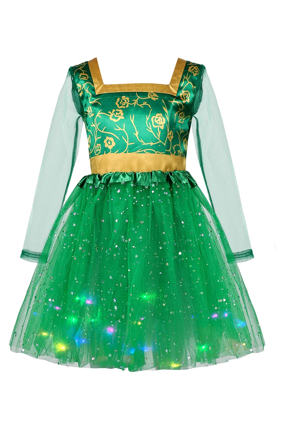 Shrek Princess Fiona Kids Mesh Dress With Lights Outfits Halloween Christmas Cosplay Costume Original Design
