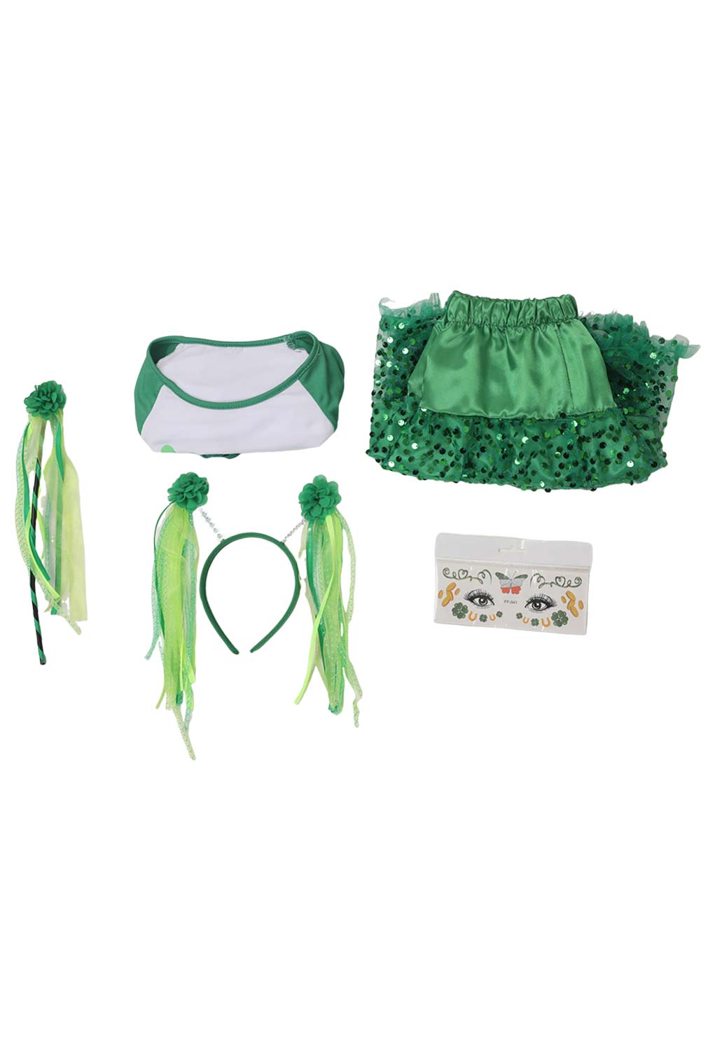 St. Patrick's Day Tutu Kids Girls Skirt With Headband Magic Wand Stickers Full Set Outfits Halloween Carnival Suit Cosplay Costume