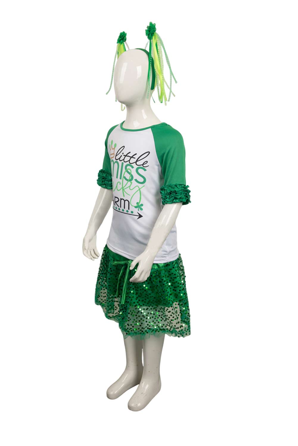 St. Patrick's Day Tutu Kids Girls Skirt With Headband Magic Wand Stickers Full Set Outfits Halloween Carnival Suit Cosplay Costume