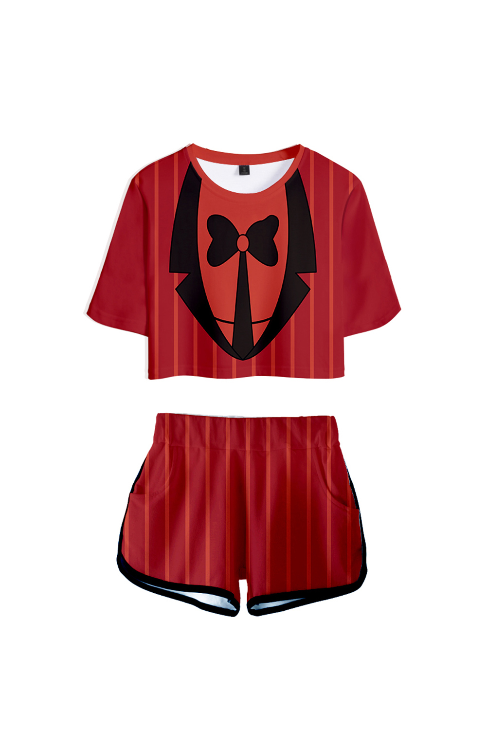 TV 2024 Hazbin Hotel Alastor T-shirt and Shorts Kit Outfits Halloween Carnival Suit Cosplay Costume