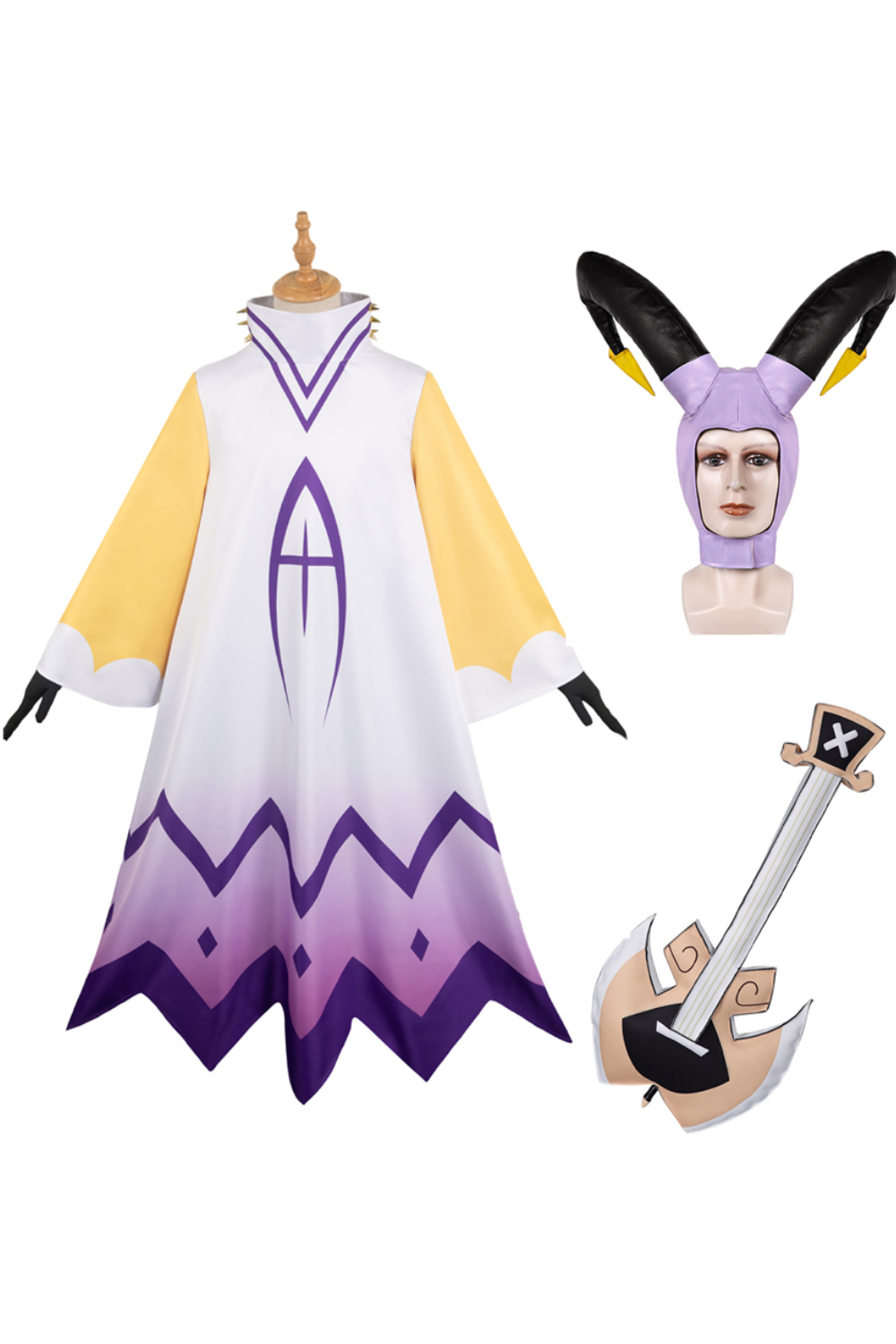 TV Hazbin Hotel Adam The Exorcist Cloak With Gloves Headgear Set Outfits Halloween Carnival Suit Cosplay Costume