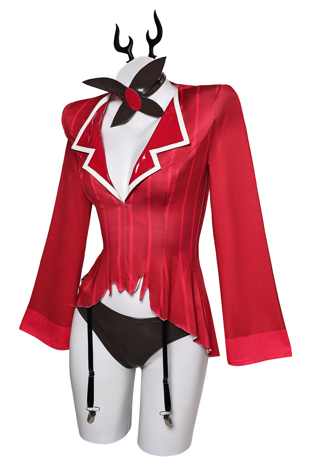 TV Hazbin Hotel Alastor Lingerie for Women Red Sexy 4 Piece Set Outfits Halloween Carnival Suit Cosplay Costume