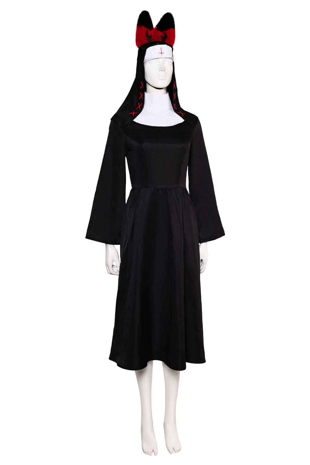 TV Hazbin Hotel Nun Alastor Dress With Hat Outfits Halloween Carnival Suit Cosplay Costume