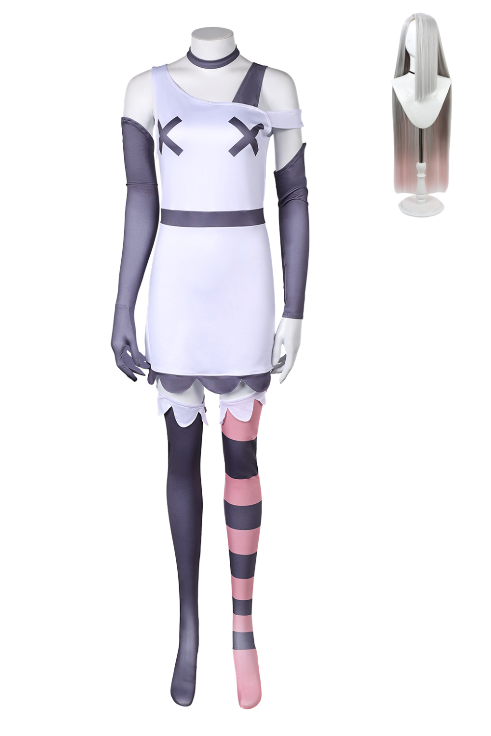 TV Hazbin Hotel Vaggie Women White Dress Set Outfits Halloween Carnival Suit Cosplay Costume