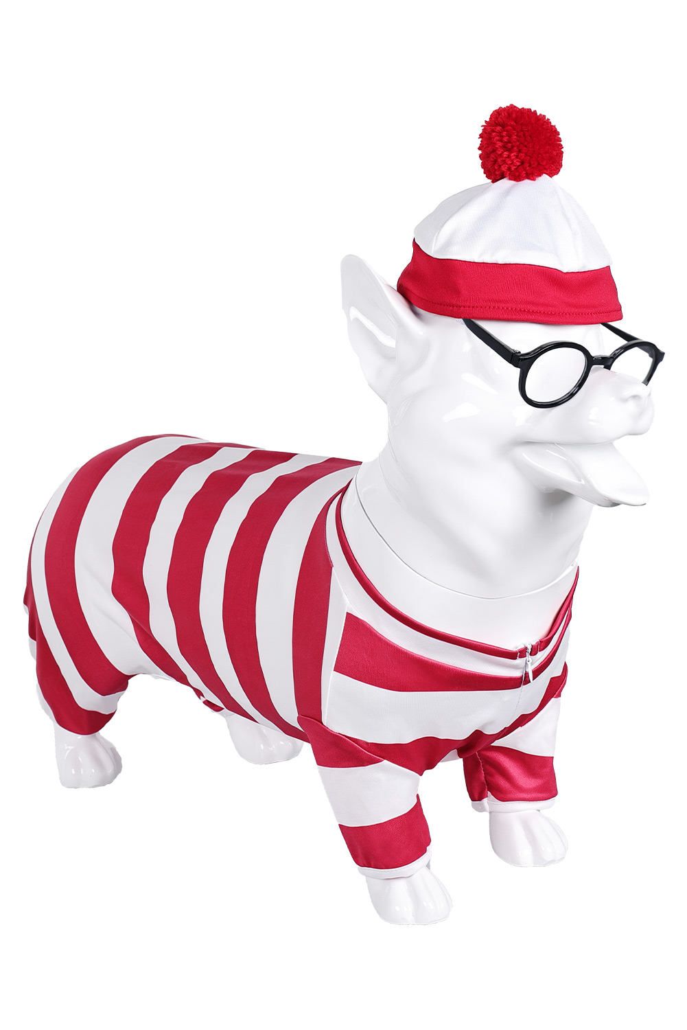 TV Where's Wally/Waldo? Willy Pet Dog Clothing Outfits Halloween Carnival Suit Cosplay Costume