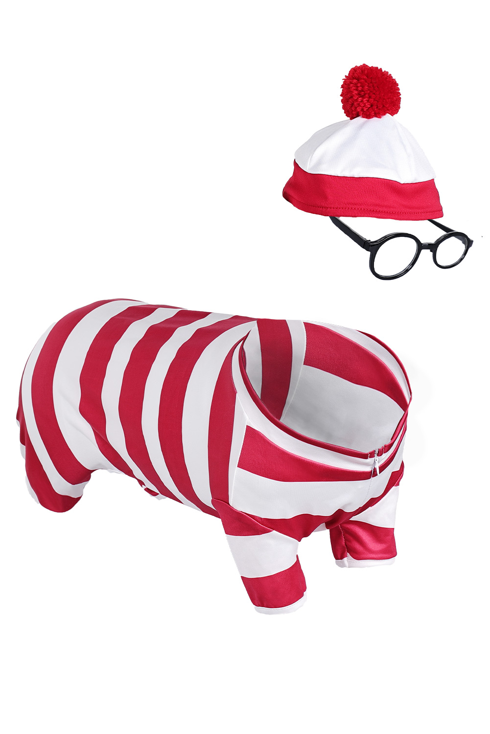 TV Where's Wally/Waldo? Willy Pet Dog Clothing Outfits Halloween Carnival Suit Cosplay Costume