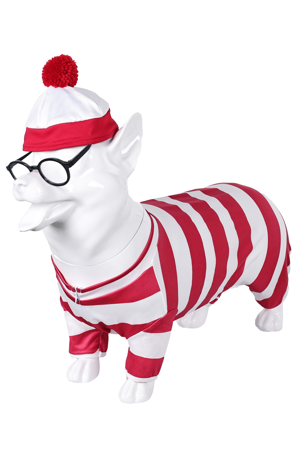 TV Where's Wally/Waldo? Willy Pet Dog Clothing Outfits Halloween Carnival Suit Cosplay Costume