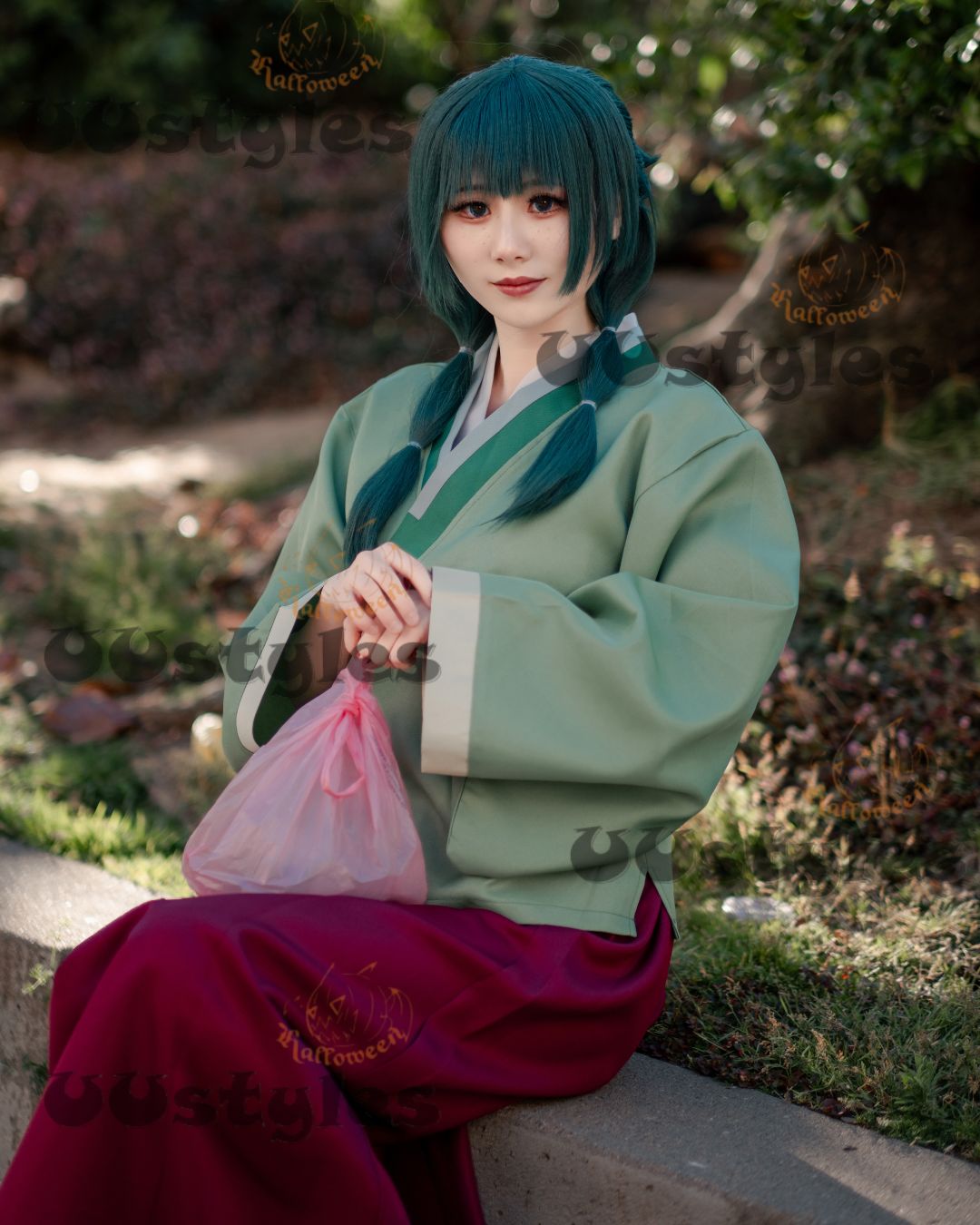 The Apothecary Diaries Maomao Green Kimono Full Set Outfits Halloween Carnival Suit Cosplay Costume