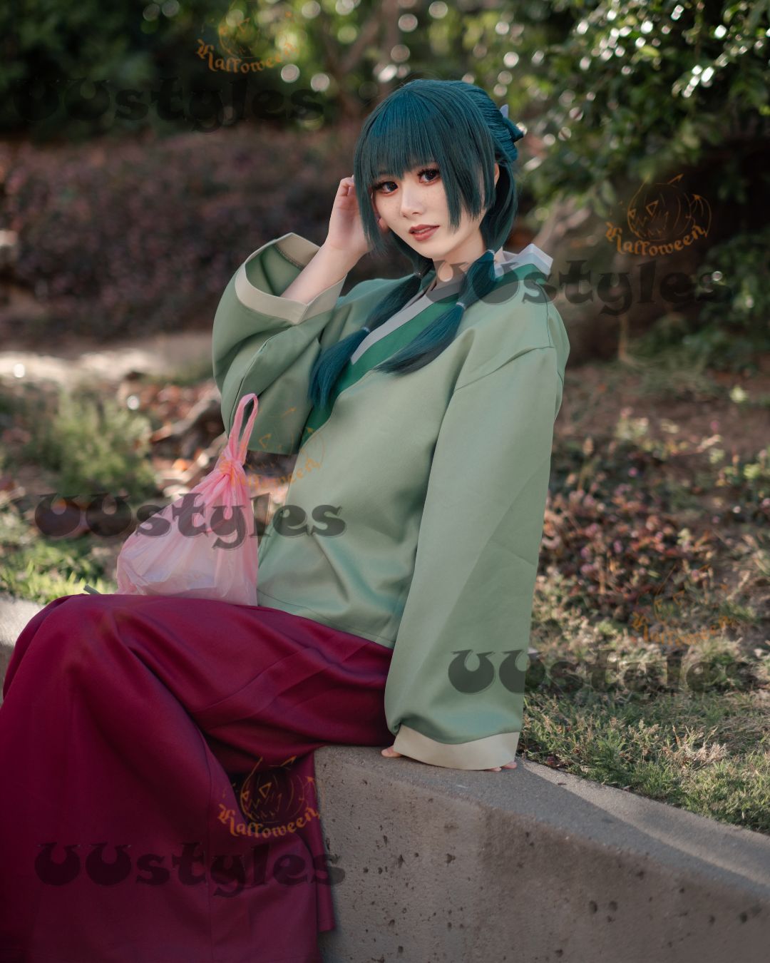 The Apothecary Diaries Maomao Green Kimono Full Set Outfits Halloween Carnival Suit Cosplay Costume