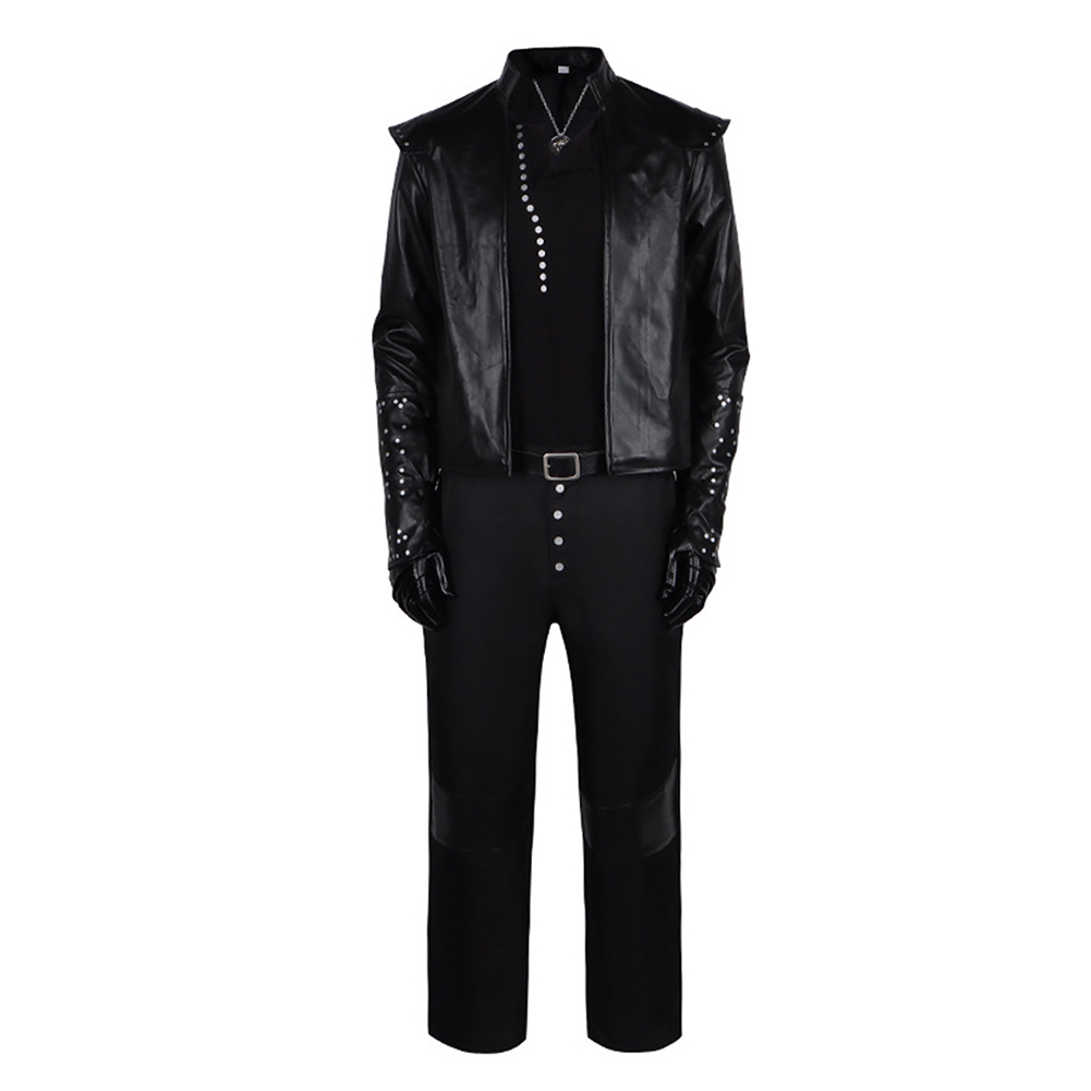 The Witcher Geralt Men Leather Jacket Top Pants Set Halloween Carnival Party Cosplay Costume