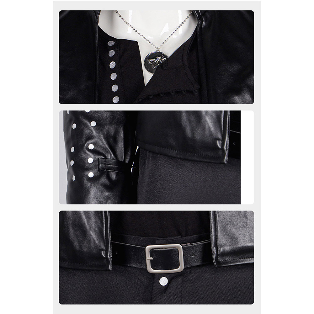 The Witcher Geralt Men Leather Jacket Top Pants Set Halloween Carnival Party Cosplay Costume