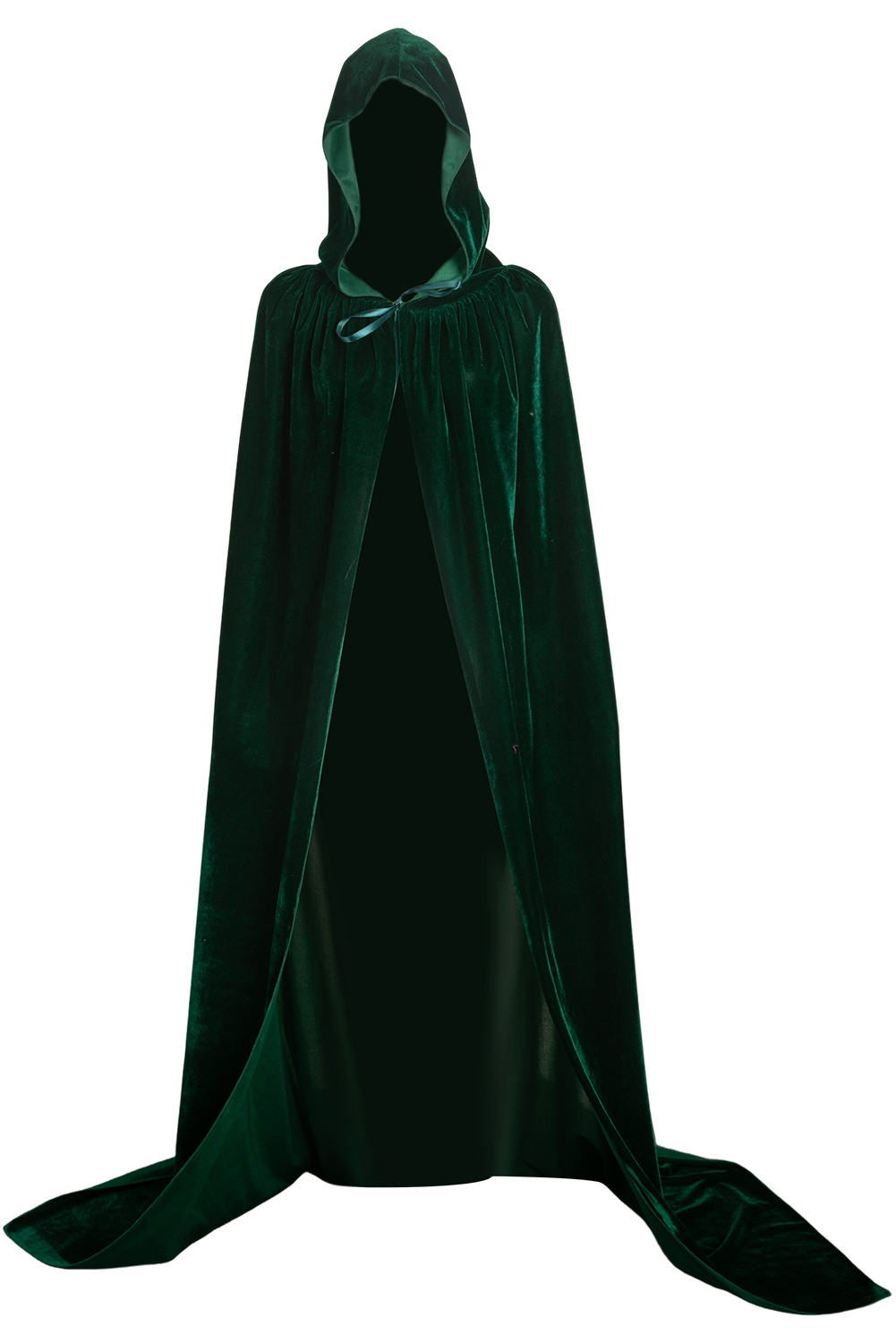 Thickened Gold Velvet Dark Green Cosplay Hooded Cloak Halloween Costume Accessories