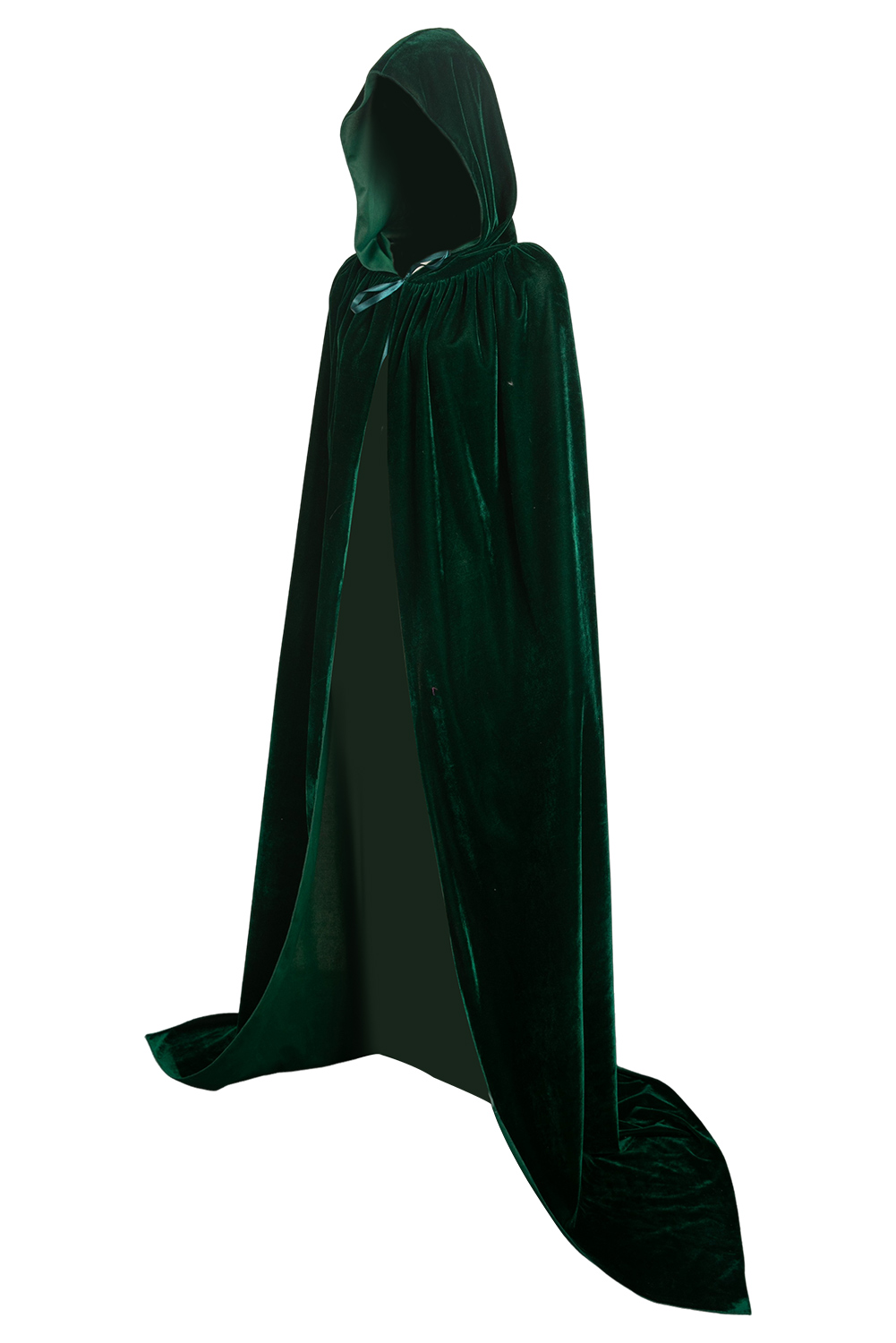 Thickened Gold Velvet Dark Green Cosplay Hooded Cloak Halloween Costume Accessories