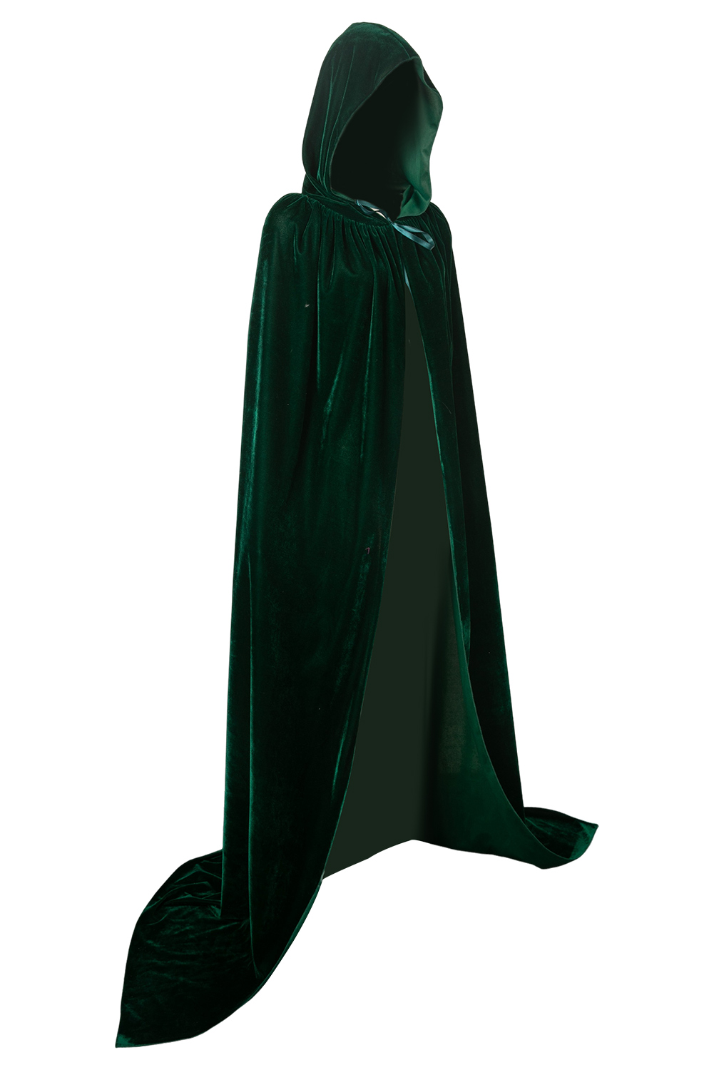 Thickened Gold Velvet Dark Green Cosplay Hooded Cloak Halloween Costume Accessories