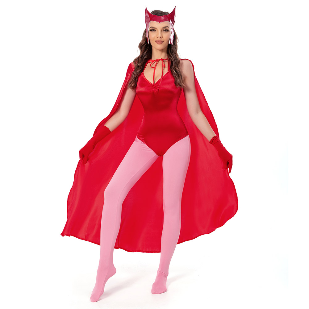 WandaVision Scarlet Witch Wanda Maximoff Mono Cosplay Costume Festival Party Outfit 