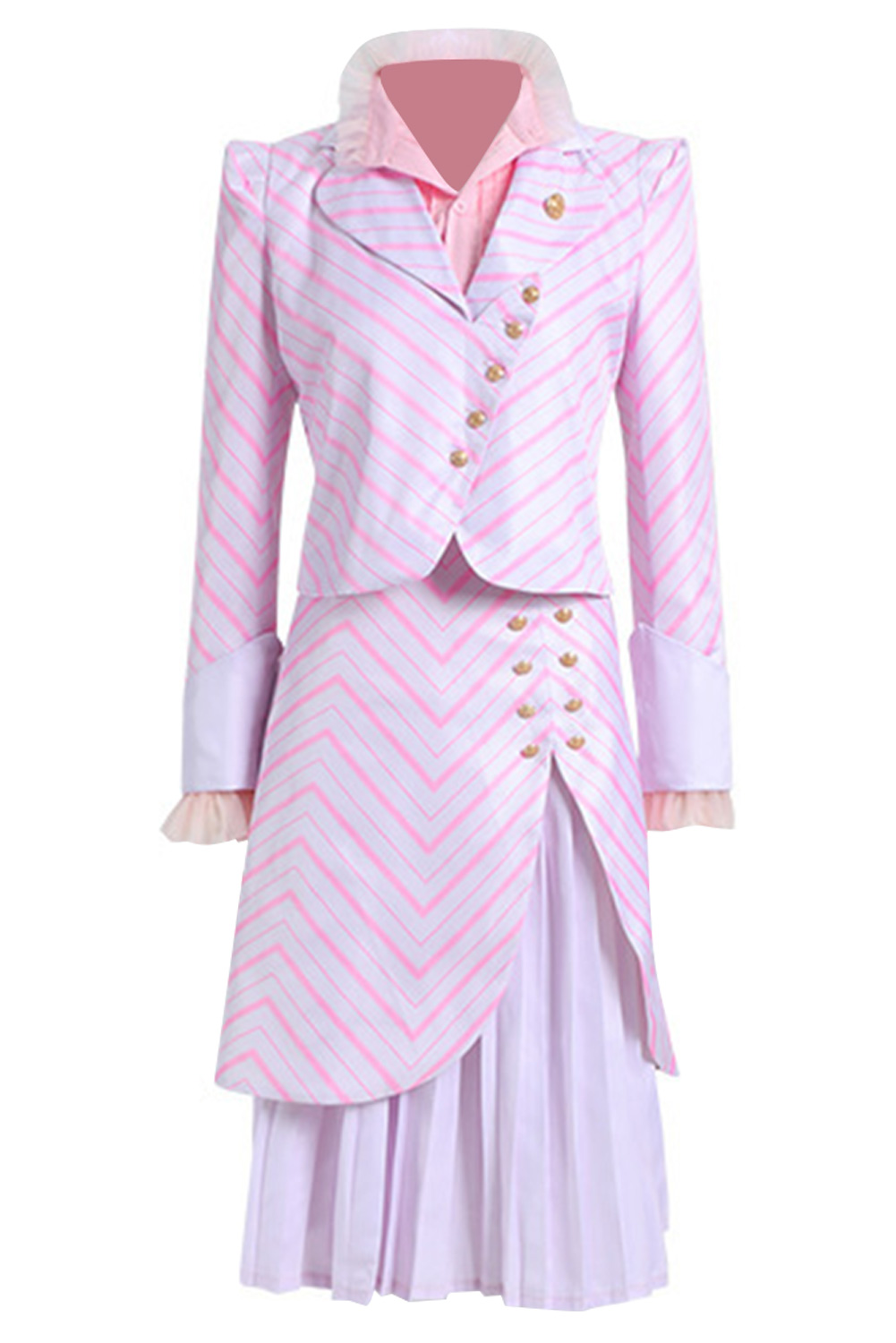 Wicked 2024 Glinda Women Adult Pink Uniform Dress Set Outfits Halloween Carnival Suit Cosplay Costume