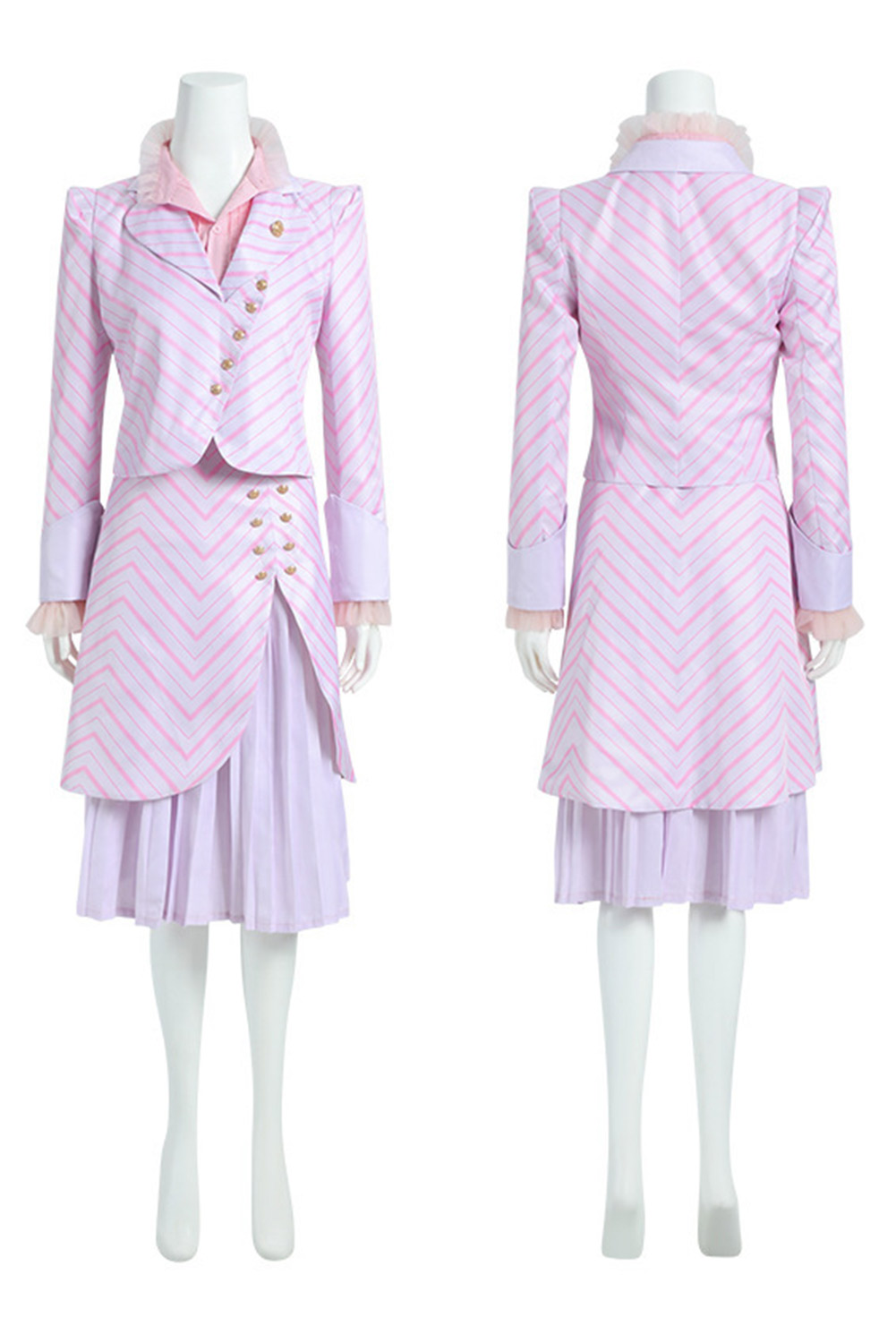 Wicked 2024 Glinda Women Adult Pink Uniform Dress Set Outfits Halloween Carnival Suit Cosplay Costume