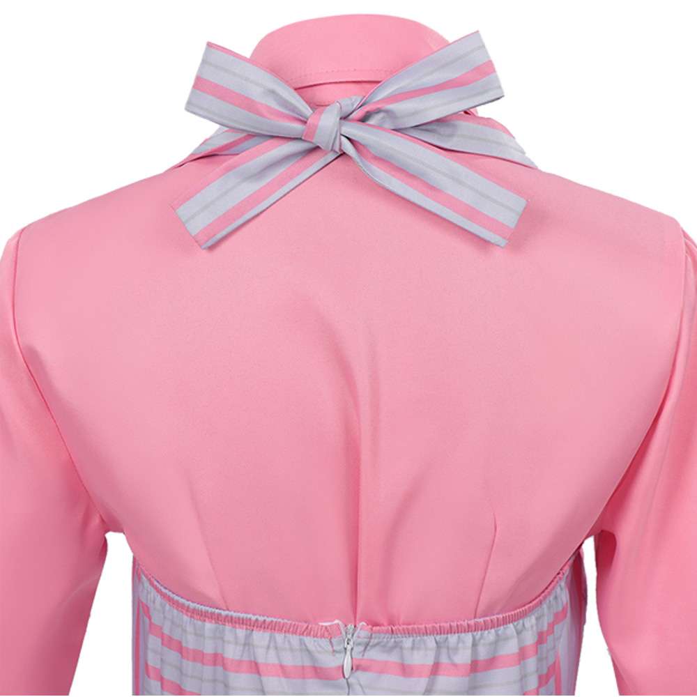 Wicked Glinda Purple Strip Apron Dress Set Halloween Carnival Party Cosplay Costume