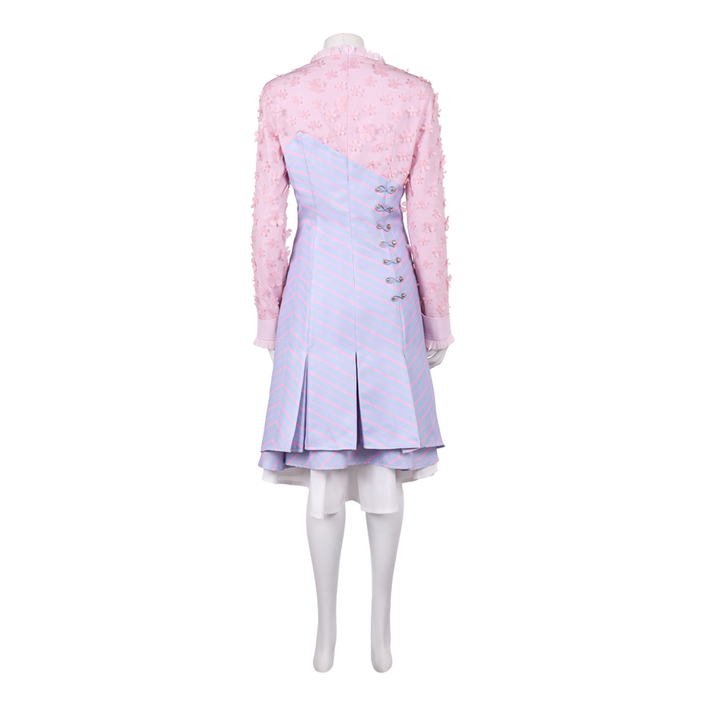 Wicked Glinda Purple Strip School Uniform Ver 2 Halloween Carnival Party Cosplay Costume