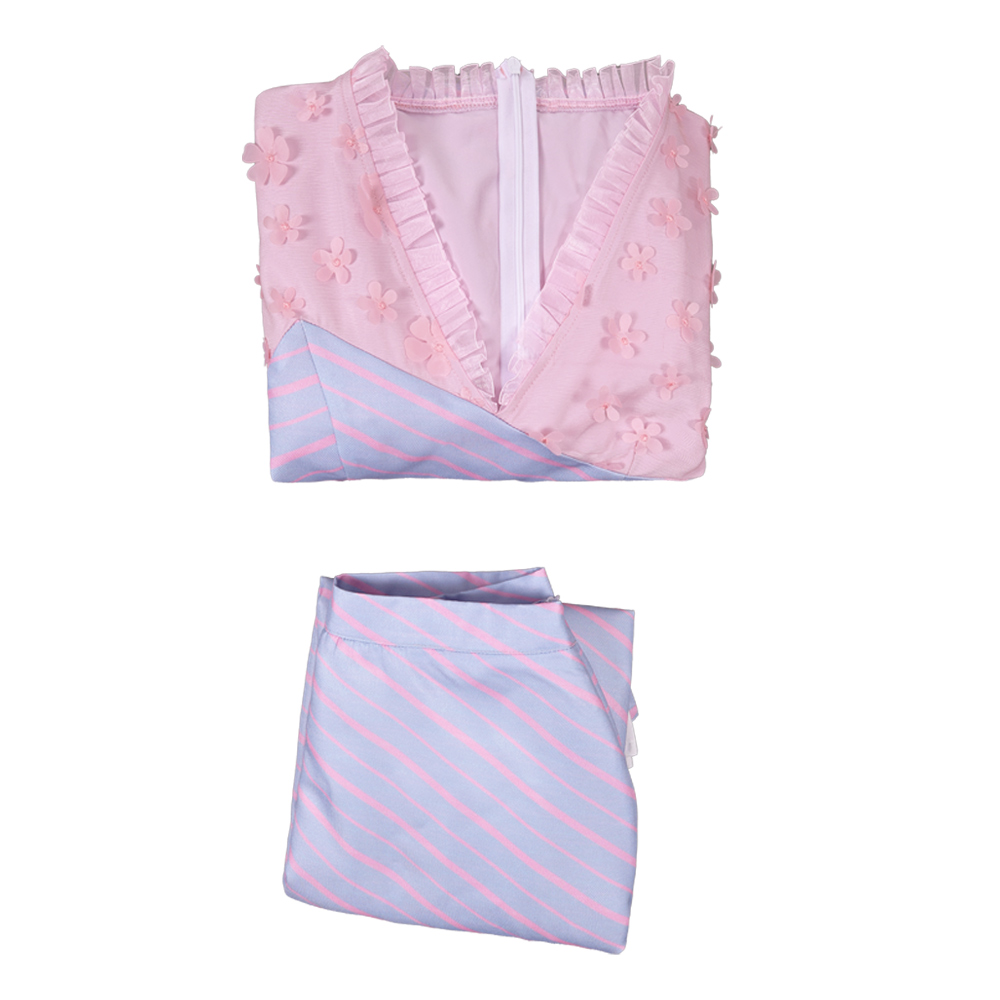 Wicked Glinda Purple Strip School Uniform Ver 2 Halloween Carnival Party Cosplay Costume