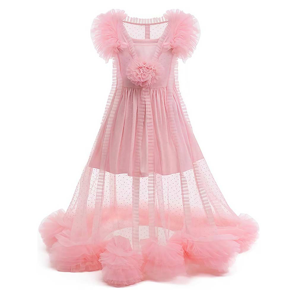 Wicked Kids Children Glinda Popular Pink Mesh Dress Fullset Halloween Carnival Party Cosplay Costume