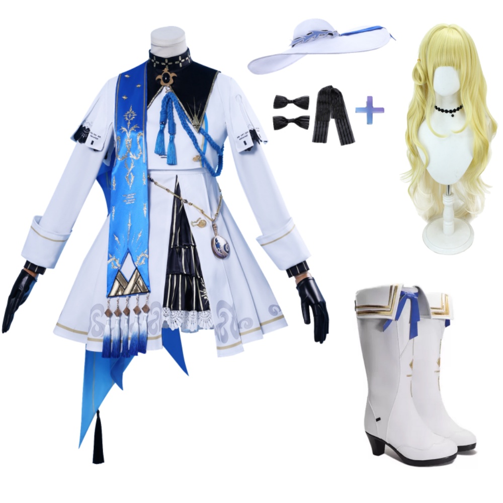 Wuthering Waves Phoebe White Uniform Fullset Outfits Halloween Carnival Party Cosplay Costume