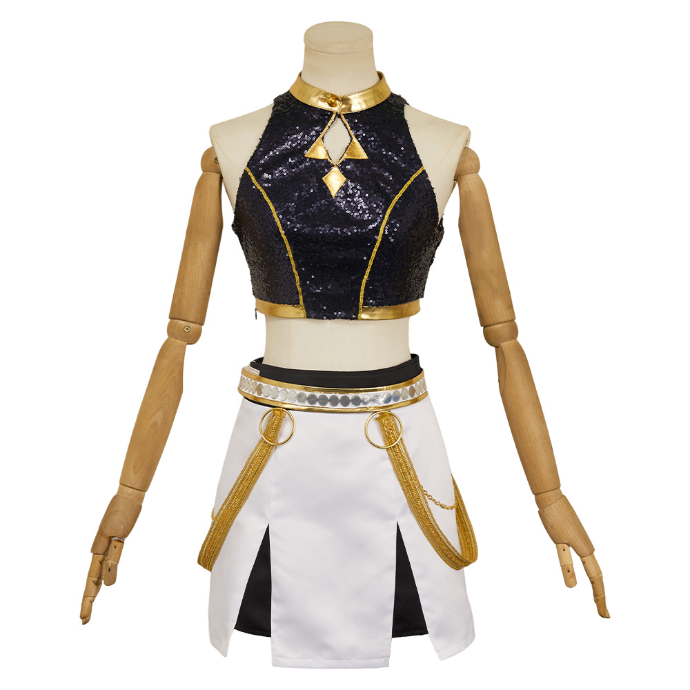 Zoey Golden Inner Top Skirt Set Outits Halloween Carnival Party Cosplay Costume