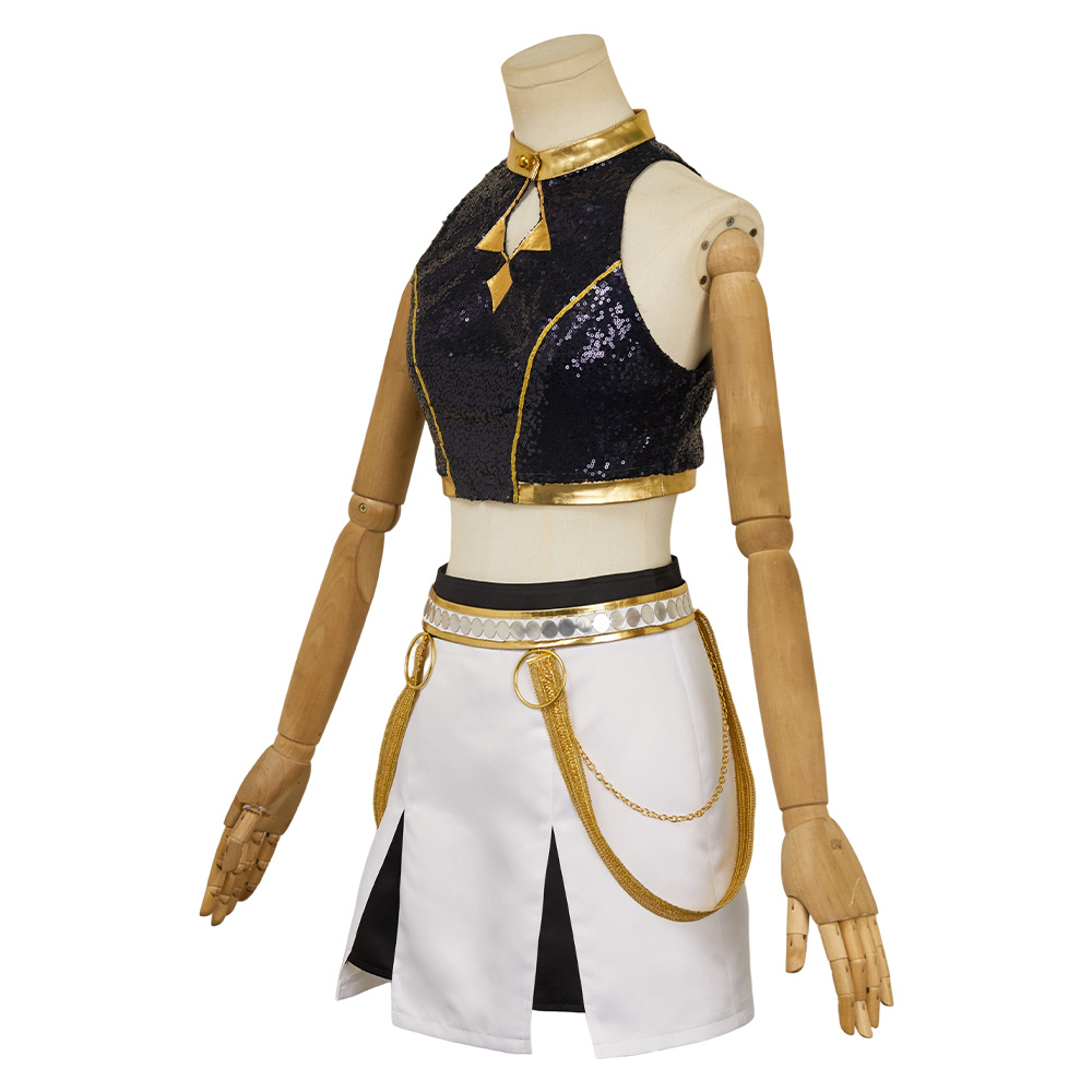 Zoey Golden Inner Top Skirt Set Outits Halloween Carnival Party Cosplay Costume