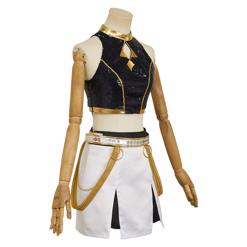 Zoey Golden Inner Top Skirt Set Outits Halloween Carnival Party Cosplay Costume