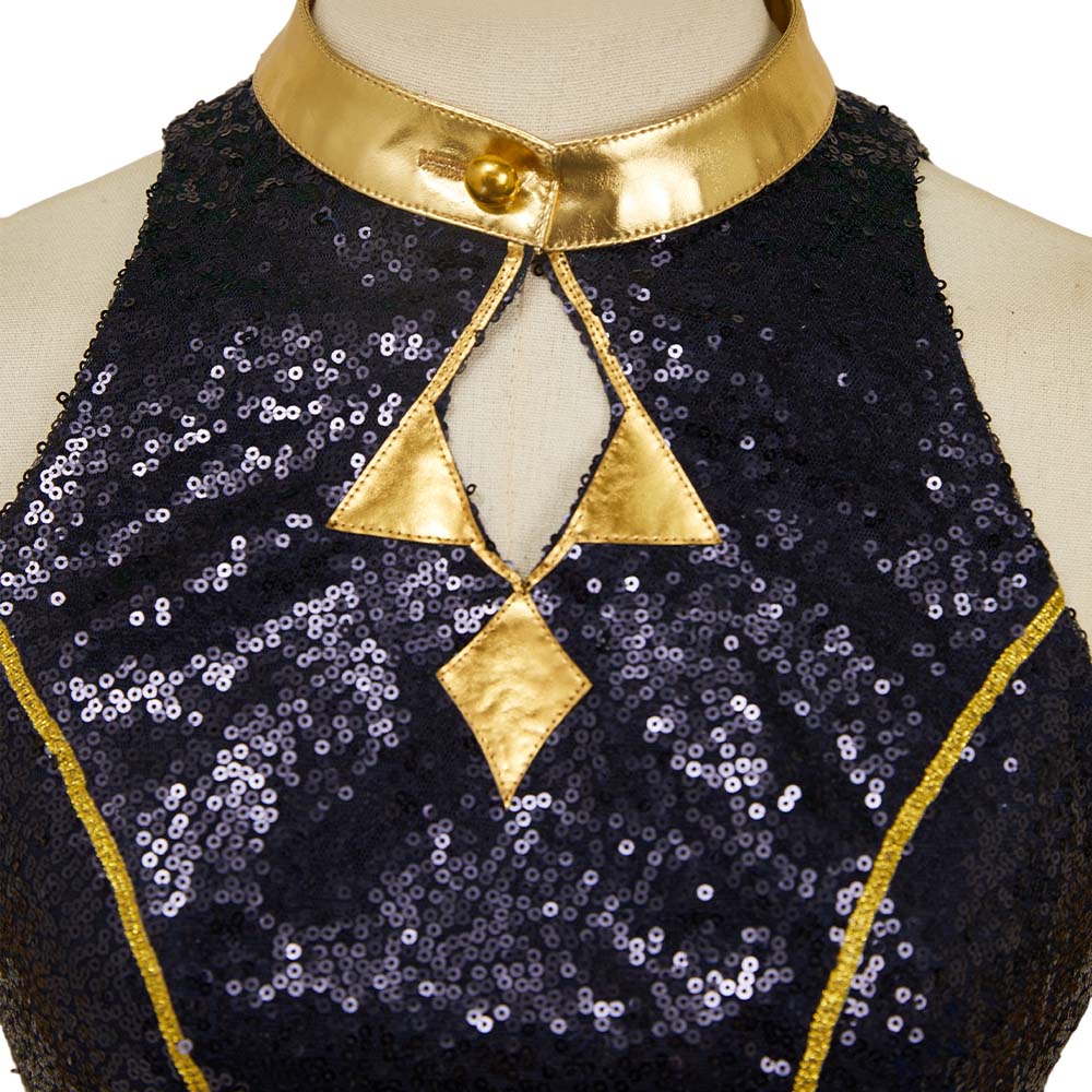 Zoey Golden Inner Top Skirt Set Outits Halloween Carnival Party Cosplay Costume