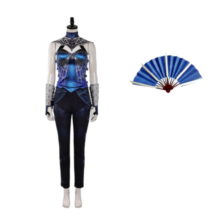 Mortal Kombat 2 Kitana Women Blue Outfit Halloween Carnival Cosplay Costume