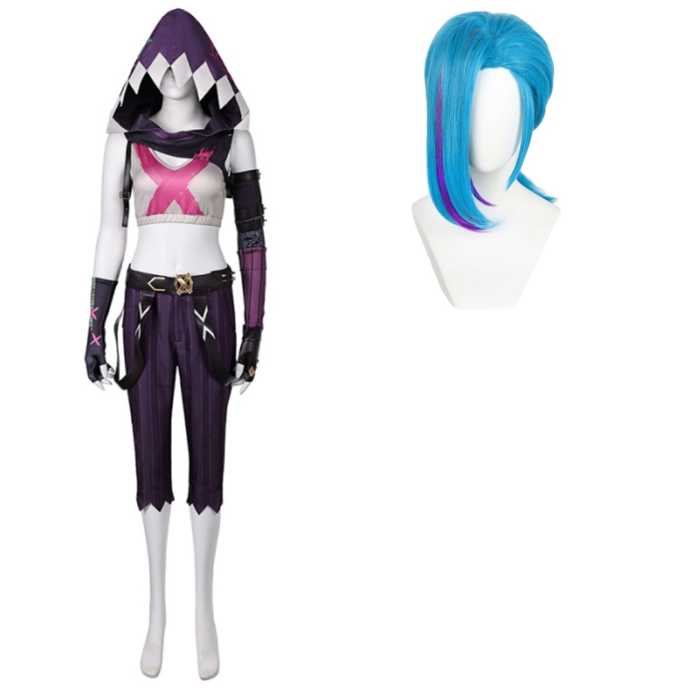 League of Legends Arcane Fractured Jinx Skin Hoodie Outfits Halloween Carnival Cosplay Costume