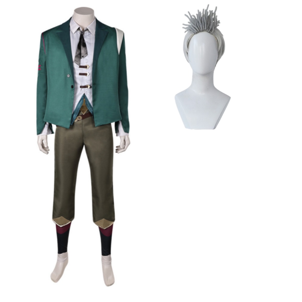 Arcane: League of Legends Season 2 Ekko Green Suit Outfits Halloween Carnival Cosplay Costume