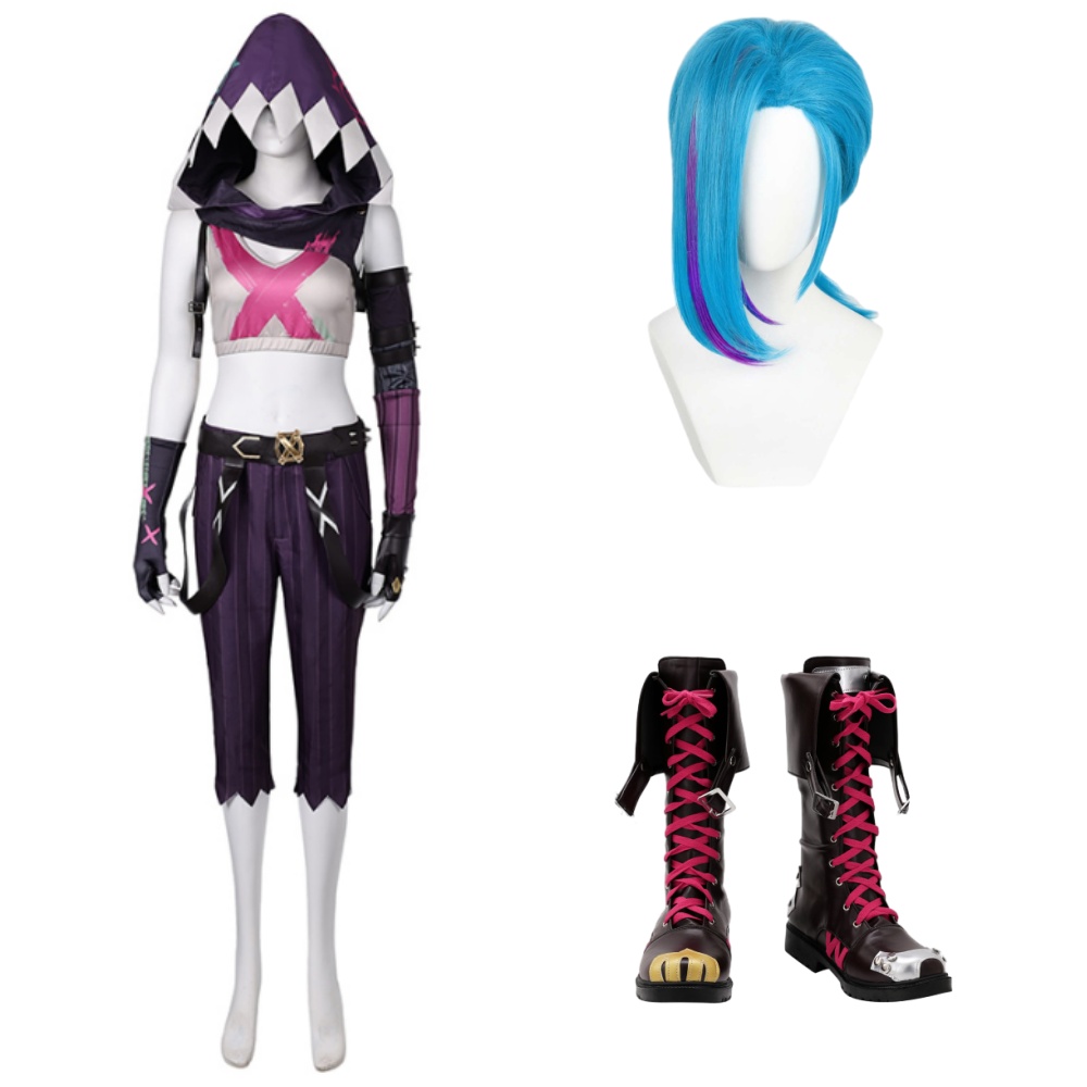 League of Legends Arcane Fractured Jinx Skin Hoodie Outfits Halloween Carnival Cosplay Costume