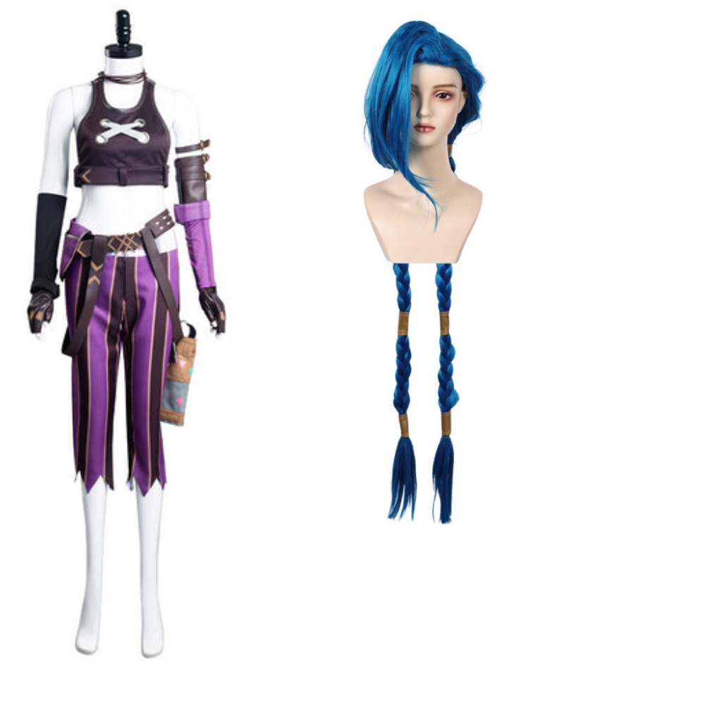 Arcane: League of Legend Jinx Fullset Outfits Halloween Carnival Cosplay Costume 