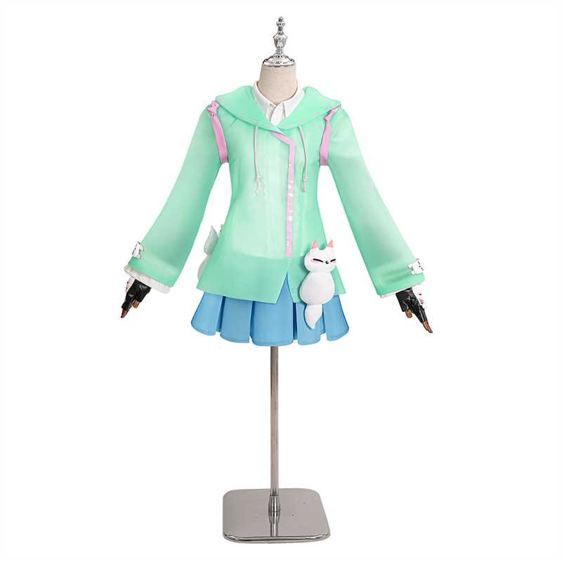 Overwatch Kiriko Rainy Day Skin Blue Coat Skirt Set Outfits Halloween Carnival Cosplay Costume