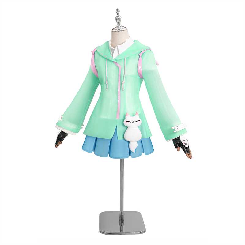 Overwatch Kiriko Rainy Day Skin Blue Coat Skirt Set Outfits Halloween Carnival Cosplay Costume