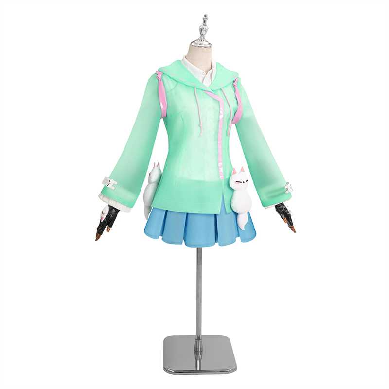 Overwatch Kiriko Rainy Day Skin Blue Coat Skirt Set Outfits Halloween Carnival Cosplay Costume