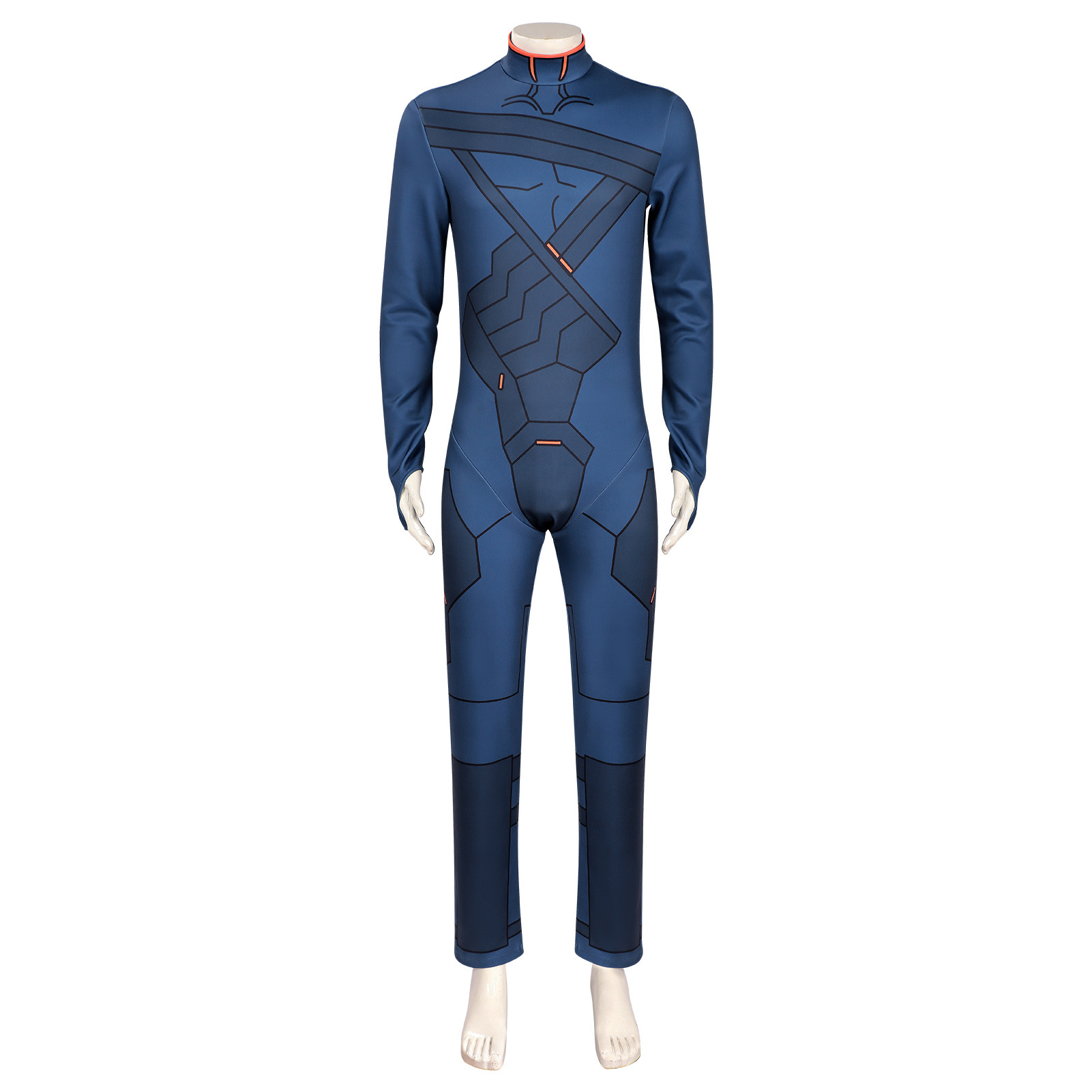 Cyberpunk D Blue Coat with Jumpsuit Outfits Halloween Carnival Cosplay Costume