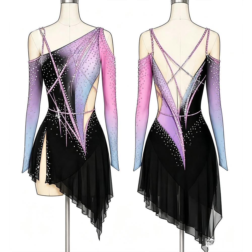 LIUHUO Figure Skating Dress  | Elegant Crystal Embellished Ice Skating Performance Competition Outfit for Women & Girls