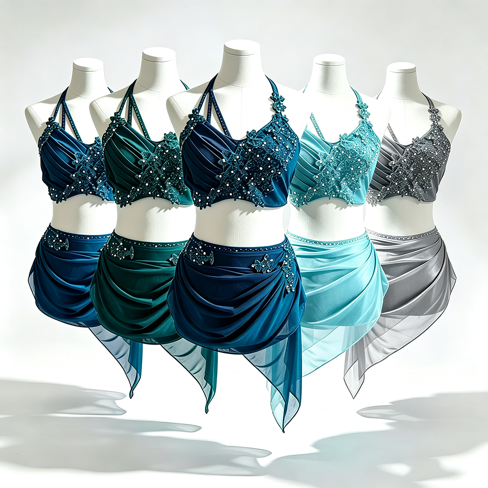 LIUHUO Lyrical Dance Costume BD3540 | Multi-Color Spectrum Strappy Crystal Competition Contemporary Costume for Girls