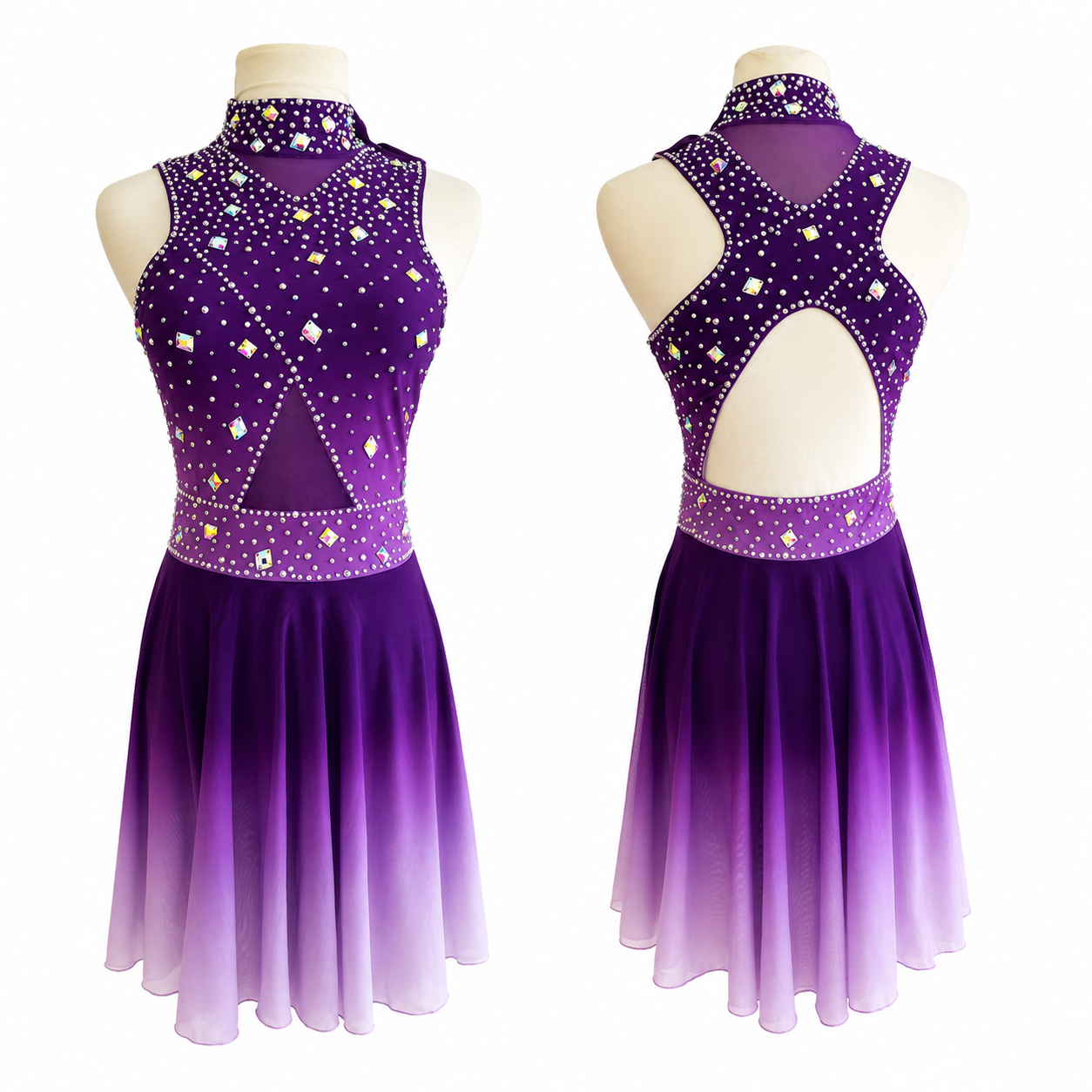 LIUHUO Figure Skating Dress JC1125 | Purple Gradient Ice Skating Costumes for Competition