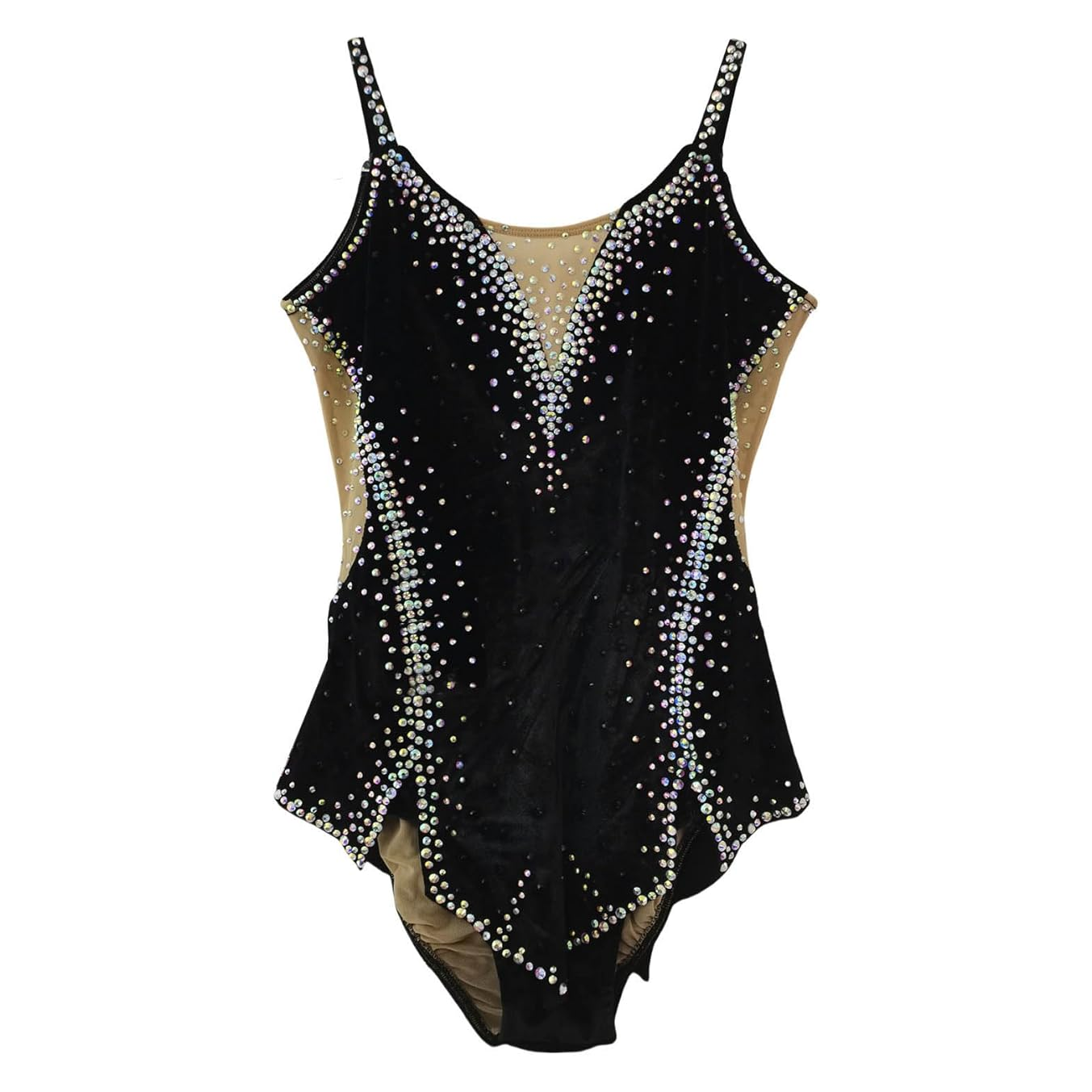 LIUHUO Rhythmic Gymnastics Leotard BD9481 | Black Velvet Crystal Competition Leotard for Girls & Women