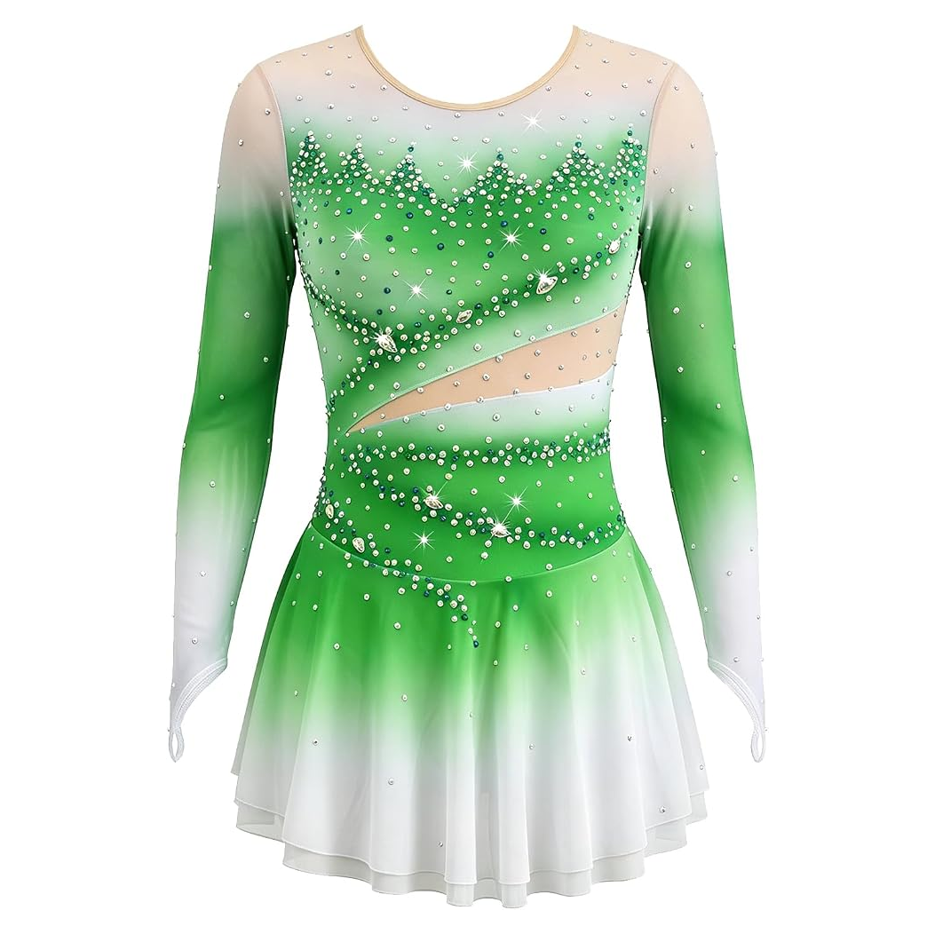 LIUHUO Figure Skating Dress BD1838 | Blue Ombre Crystal Competition Skating Costume for Girls & Women