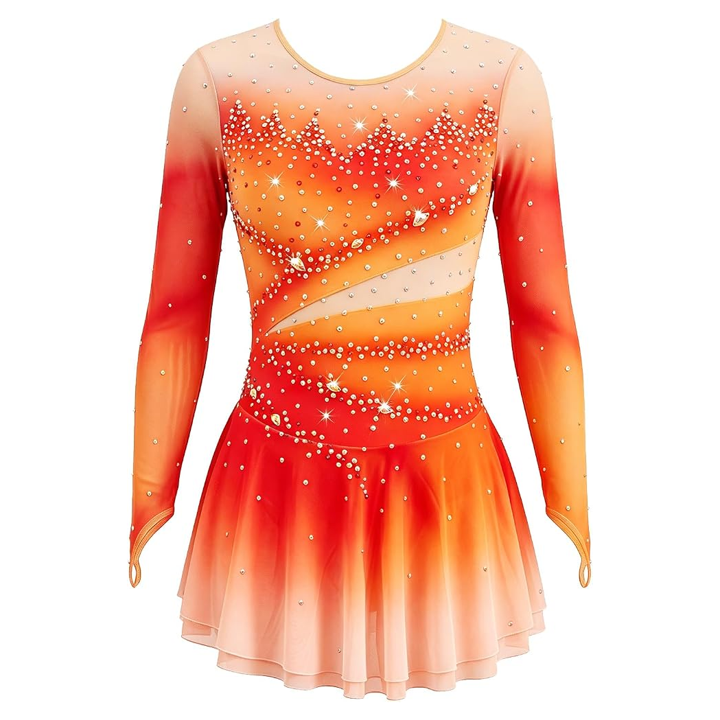 LIUHUO Figure Skating Dress BD1838 | Blue Ombre Crystal Competition Skating Costume for Girls & Women