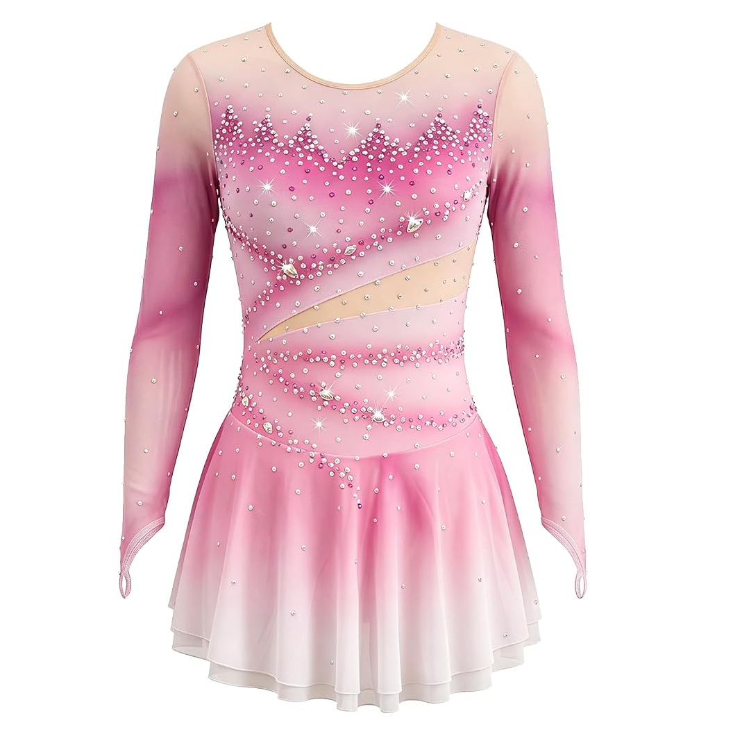 LIUHUO Figure Skating Dress BD1838 | Blue Ombre Crystal Competition Skating Costume for Girls & Women