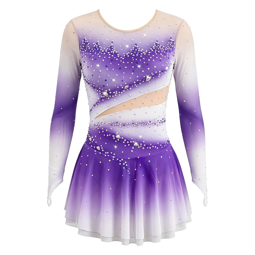 LIUHUO Figure Skating Dress BD1838 | Blue Ombre Crystal Competition Skating Costume for Girls & Women