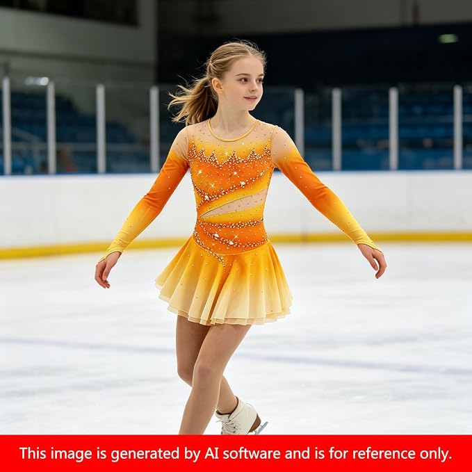 LIUHUO Figure Skating Dress BD1838 | Blue Ombre Crystal Competition Skating Costume for Girls & Women