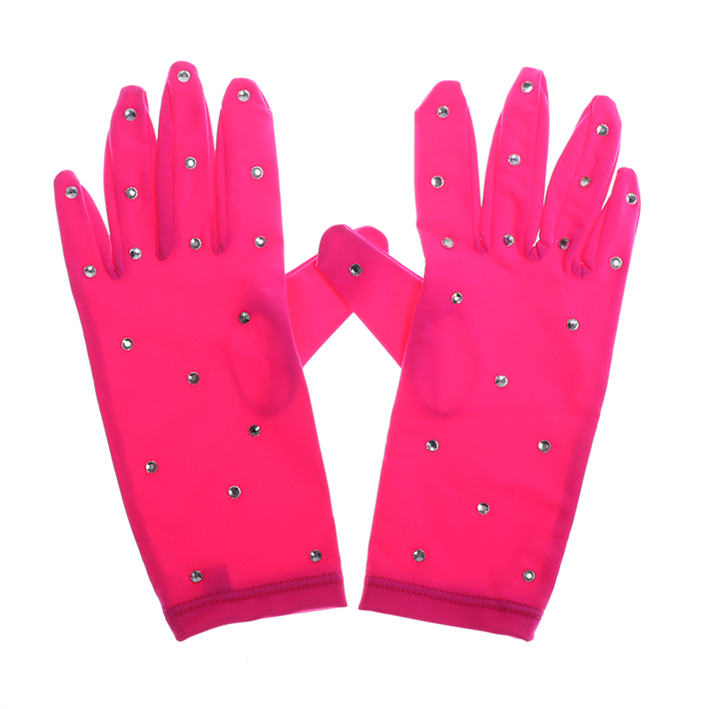 LIUHUO Skating Gloves JB403 | Nude Lycra Rhinestone Figure Skating Gloves for Performances