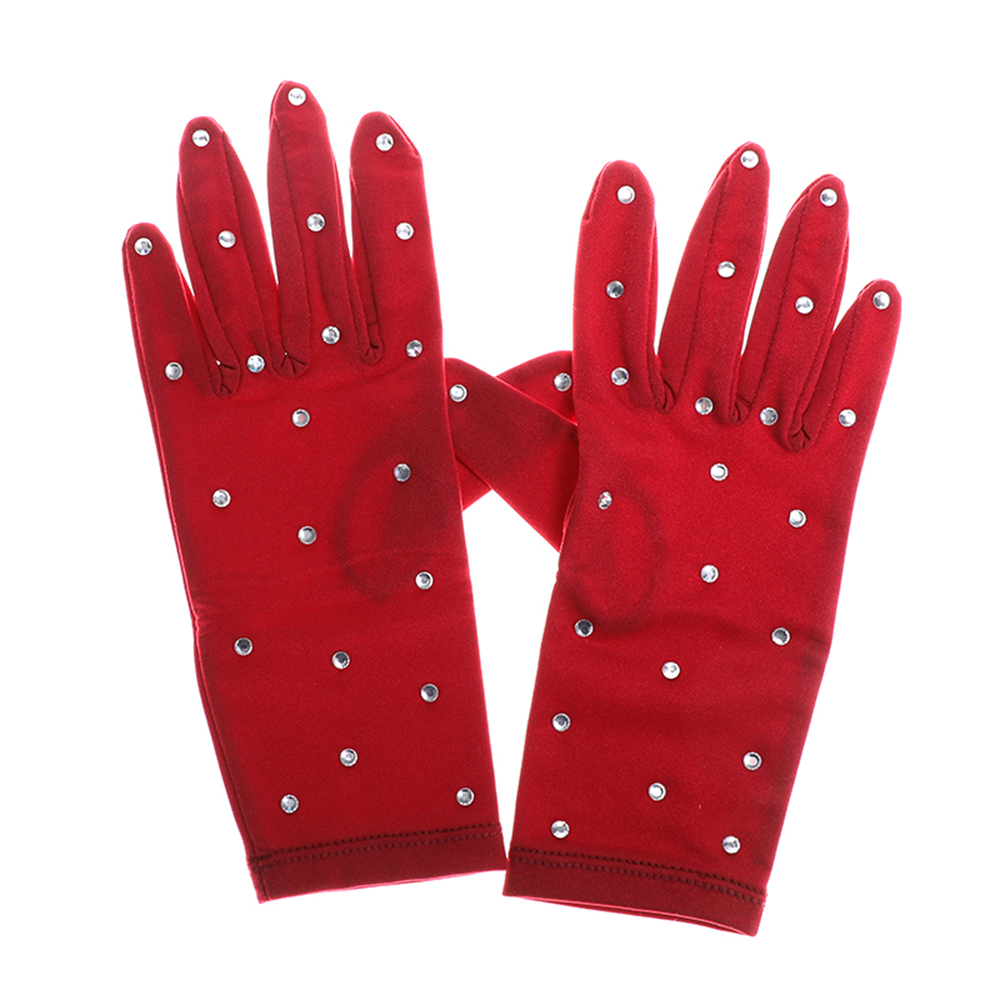 LIUHUO Skating Gloves JB403 | Nude Lycra Rhinestone Figure Skating Gloves for Performances